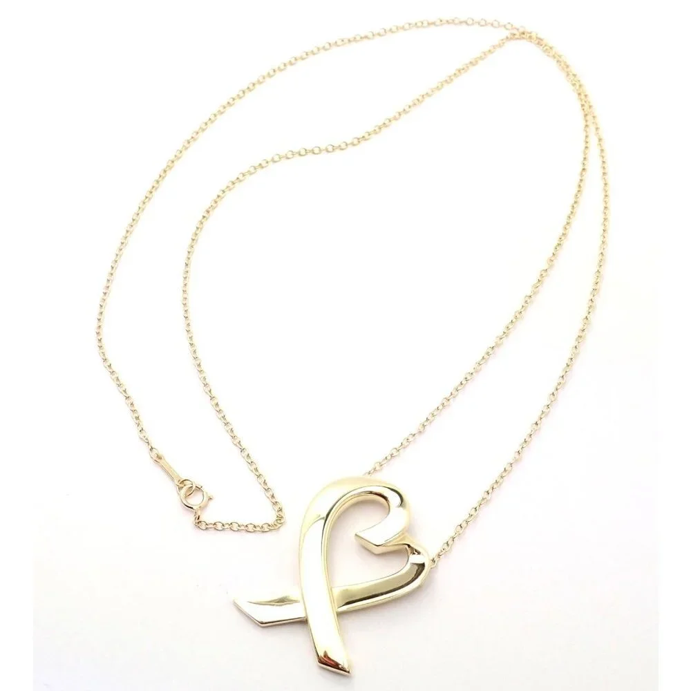Authentic! Tiffany & Co Picasso 18k Yellow Gold Large Heart Pendant Neck… - Picture 1 of 9